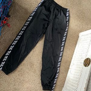 Vintage 90s Fila Taped Logo Jogger Pants Black